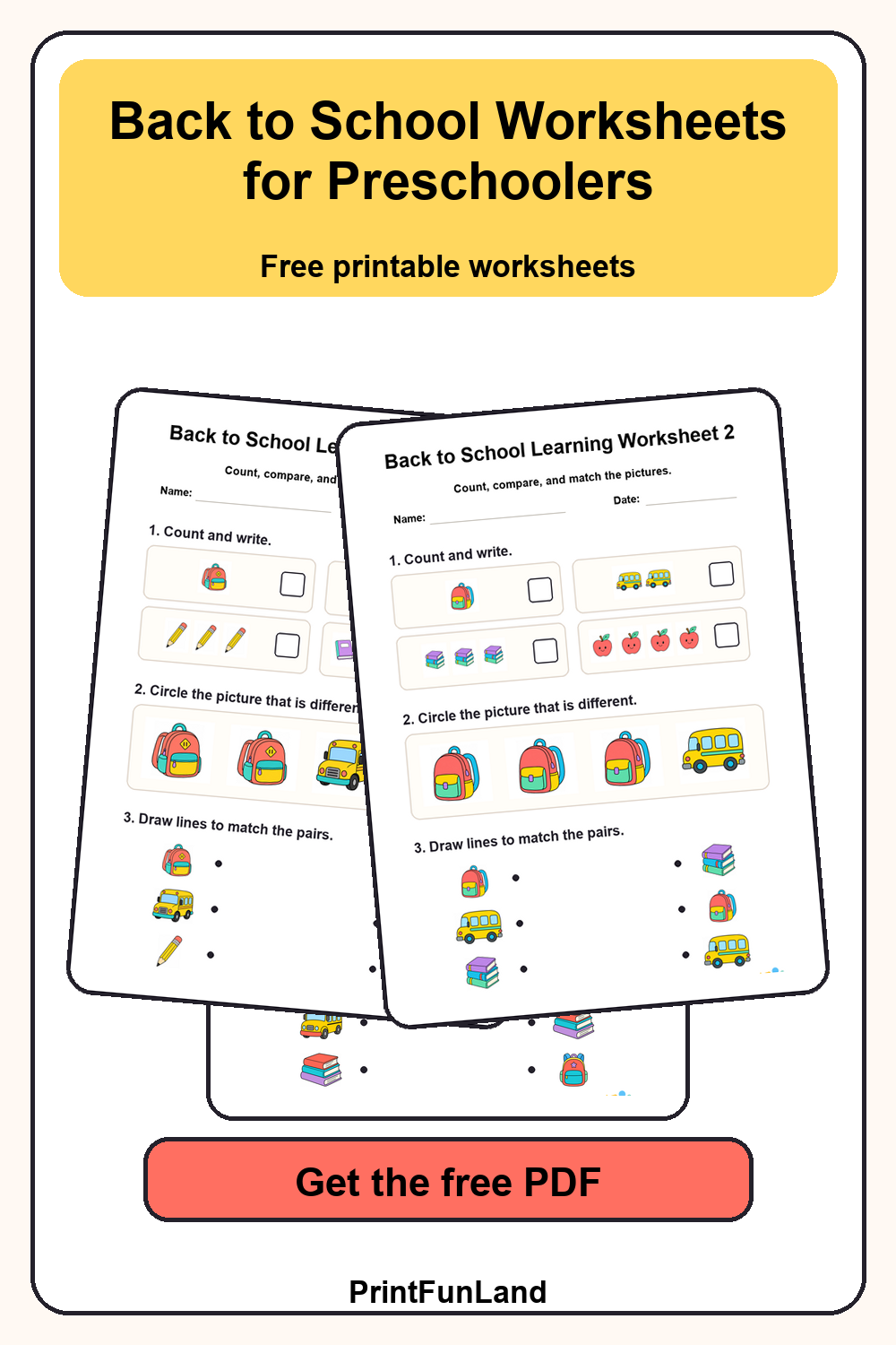 Back to School Worksheets for Preschoolers Pinterest preview
