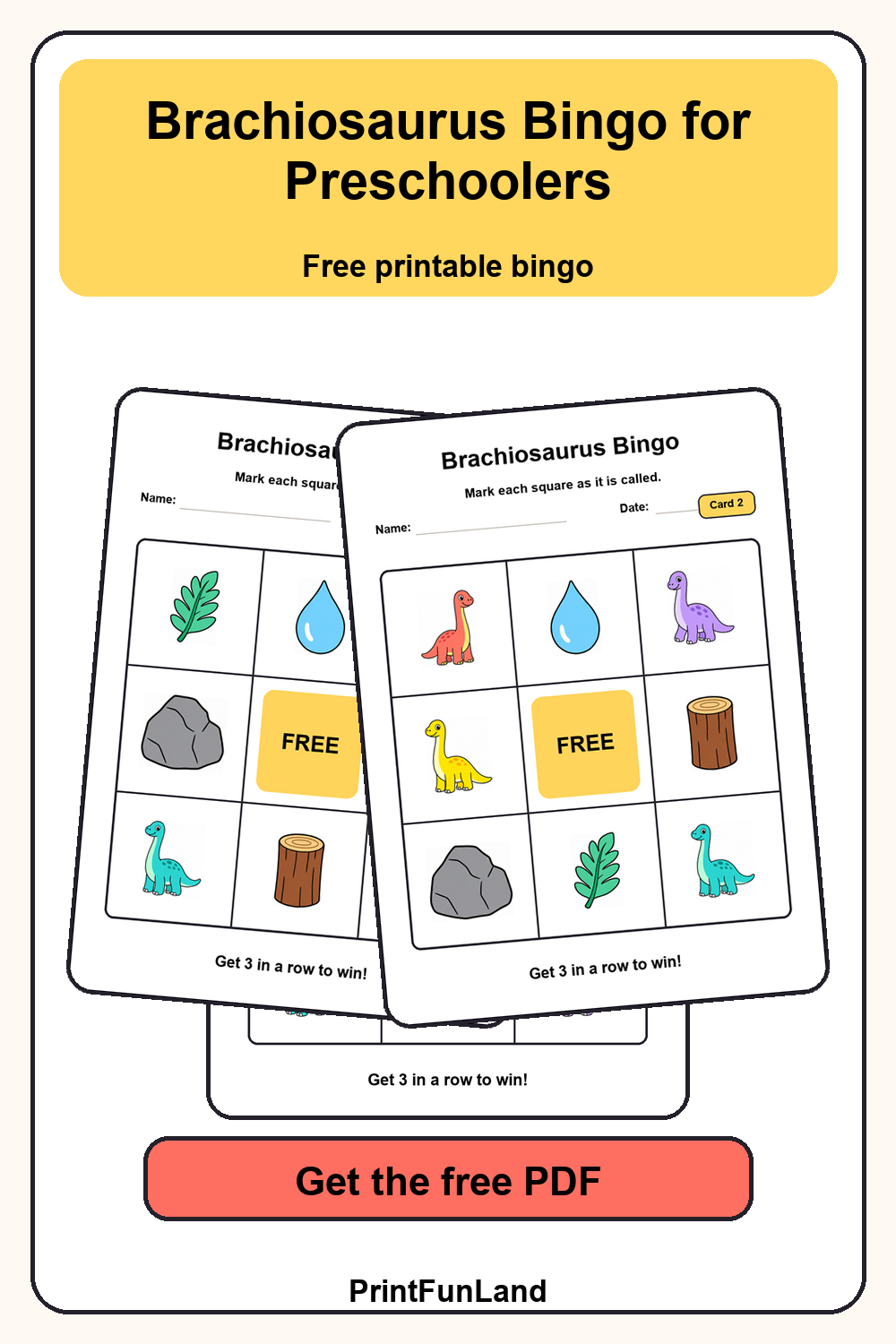 Brachiosaurus Bingo for Preschoolers Pinterest preview