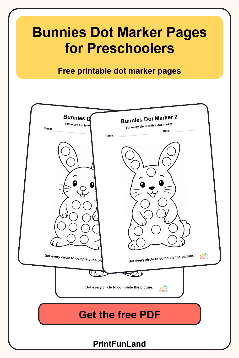 Bunnies Dot Marker Pages for Preschoolers Pinterest preview