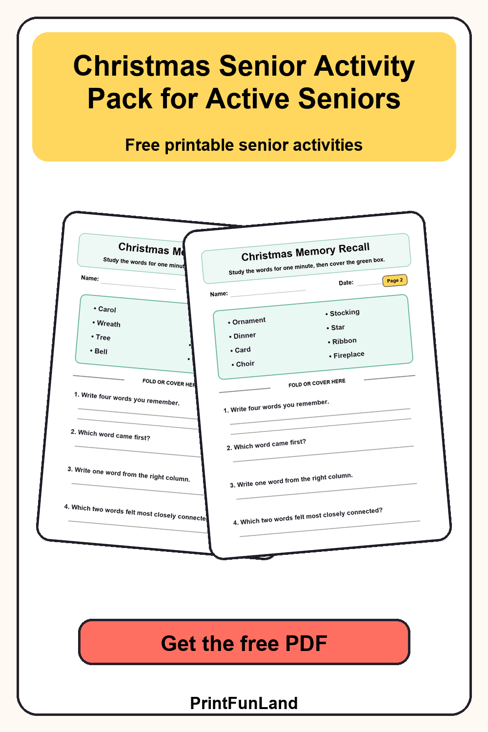 Christmas Senior Activity for Active Seniors Pinterest preview