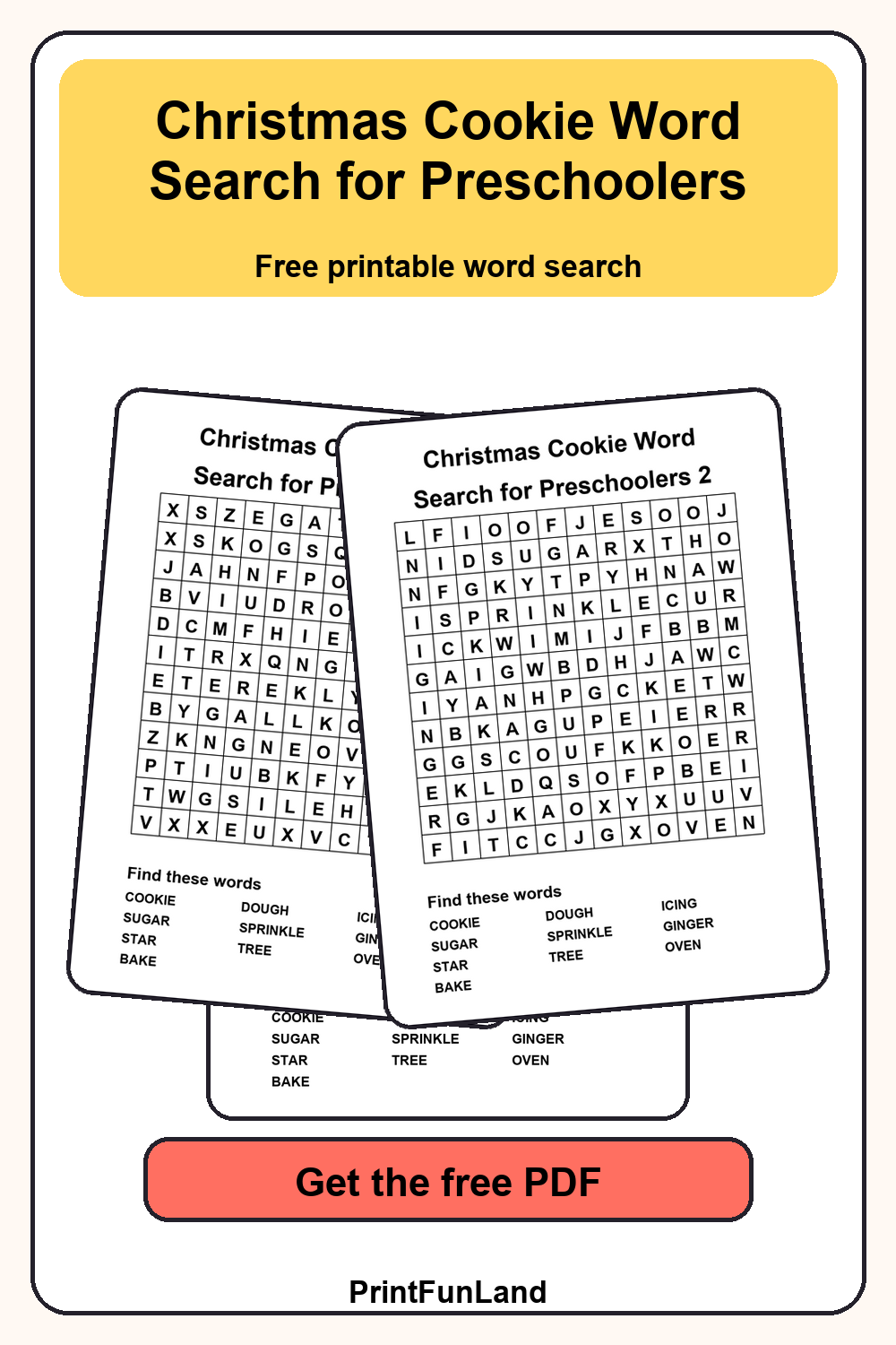 Christmas Cookie Word Search for Preschoolers Pinterest preview