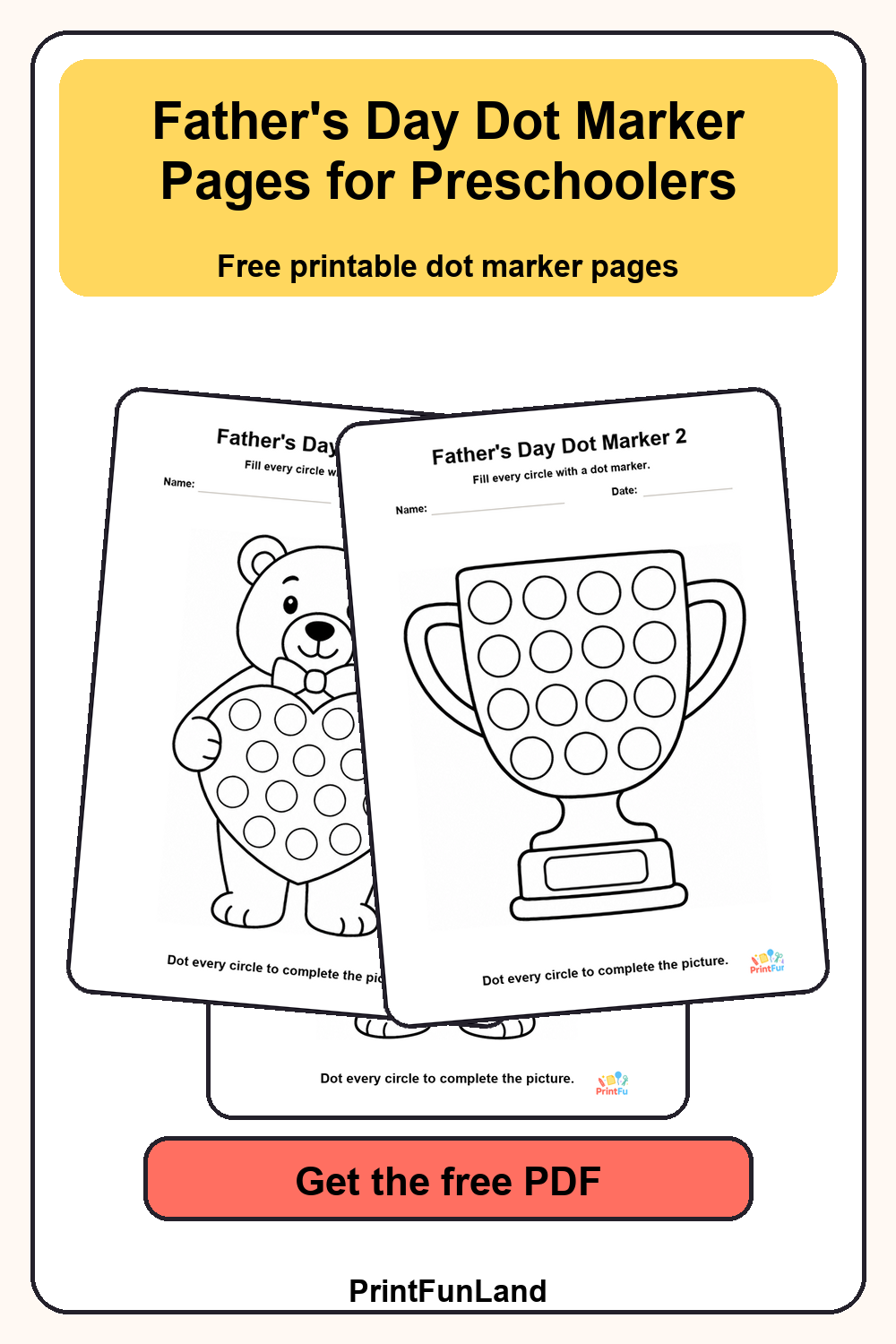 Father's Day Dot Marker Pages for Preschoolers Pinterest preview