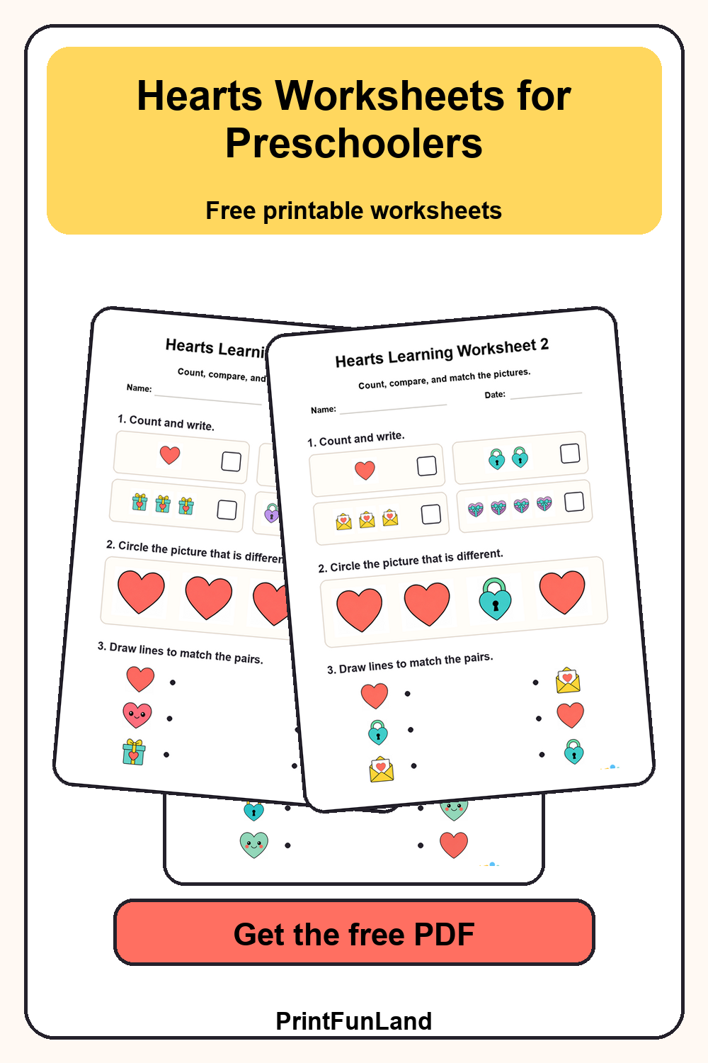 Hearts Worksheets for Preschoolers Pinterest preview