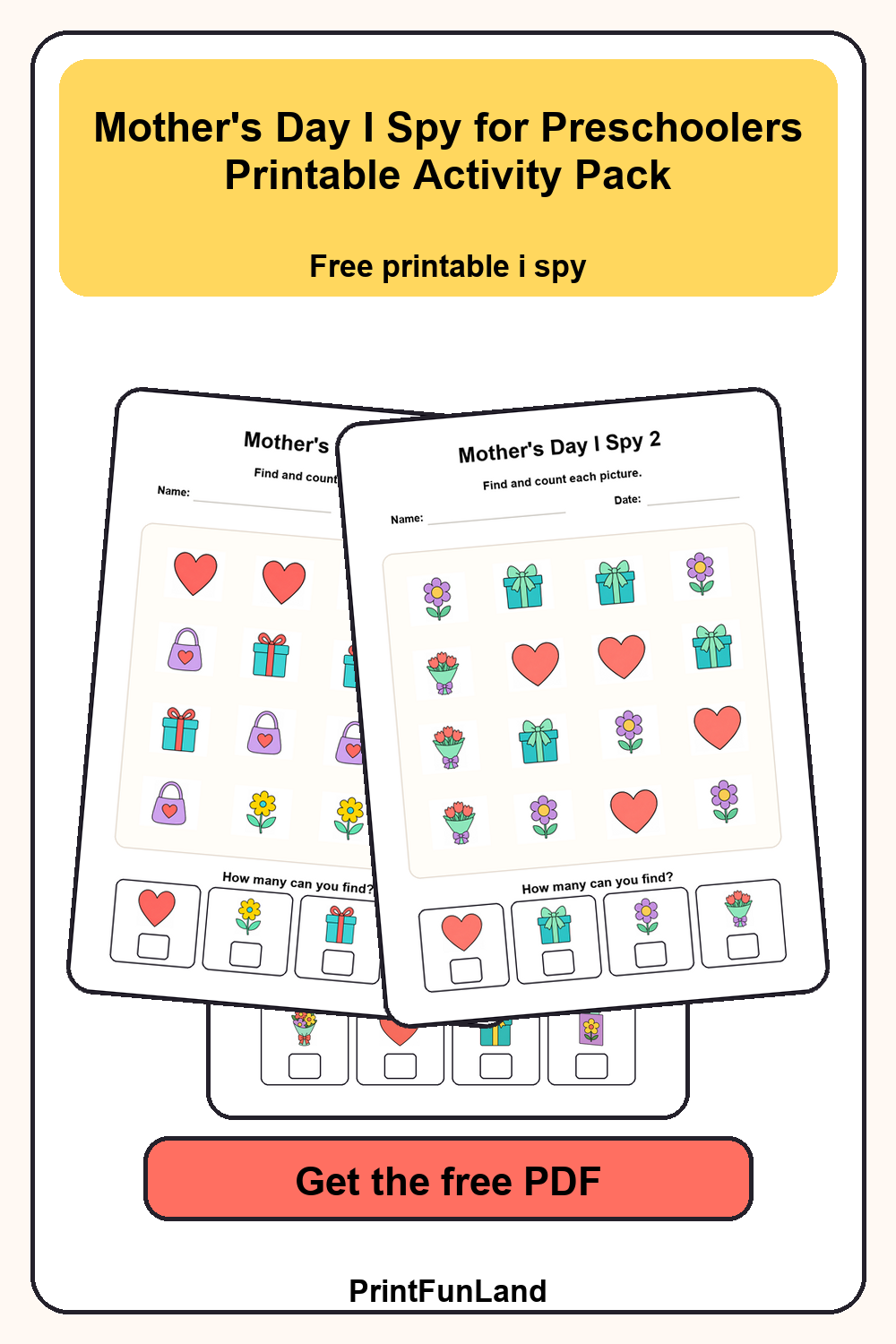 Mother's Day I Spy for Preschoolers Pinterest preview