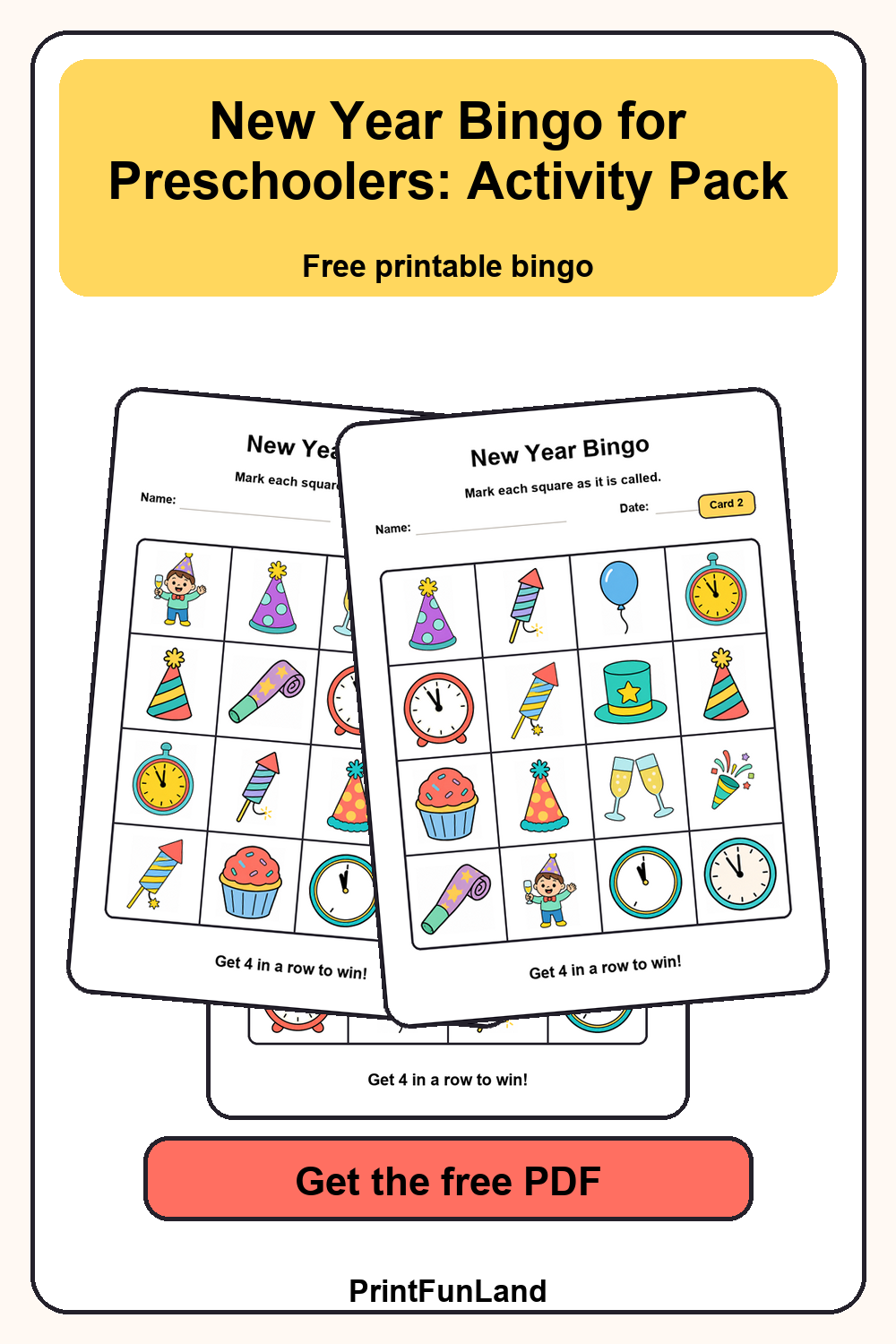 New Year Bingo for Preschoolers Pinterest preview