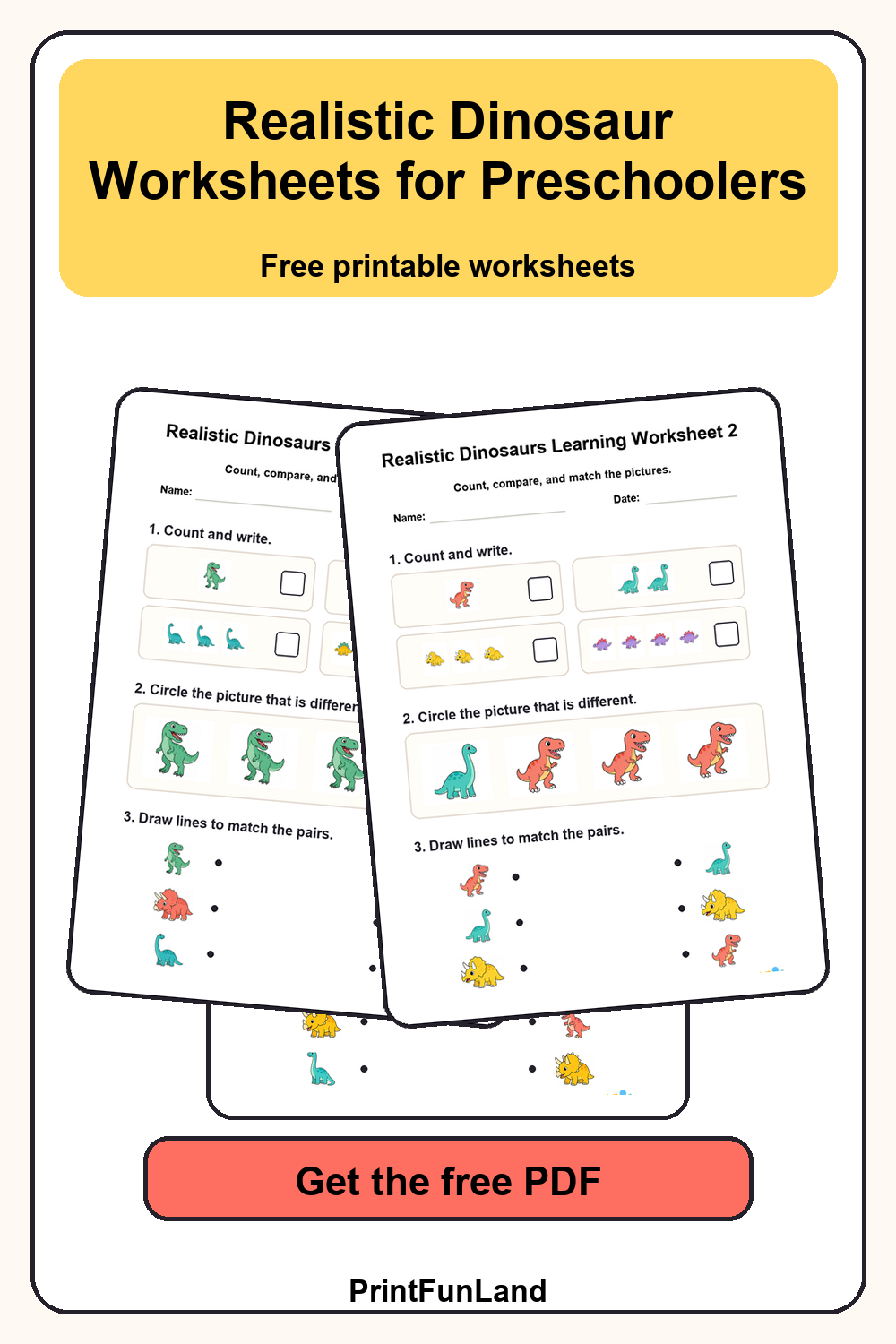 Realistic Dinosaurs Worksheets for Preschoolers Pinterest preview