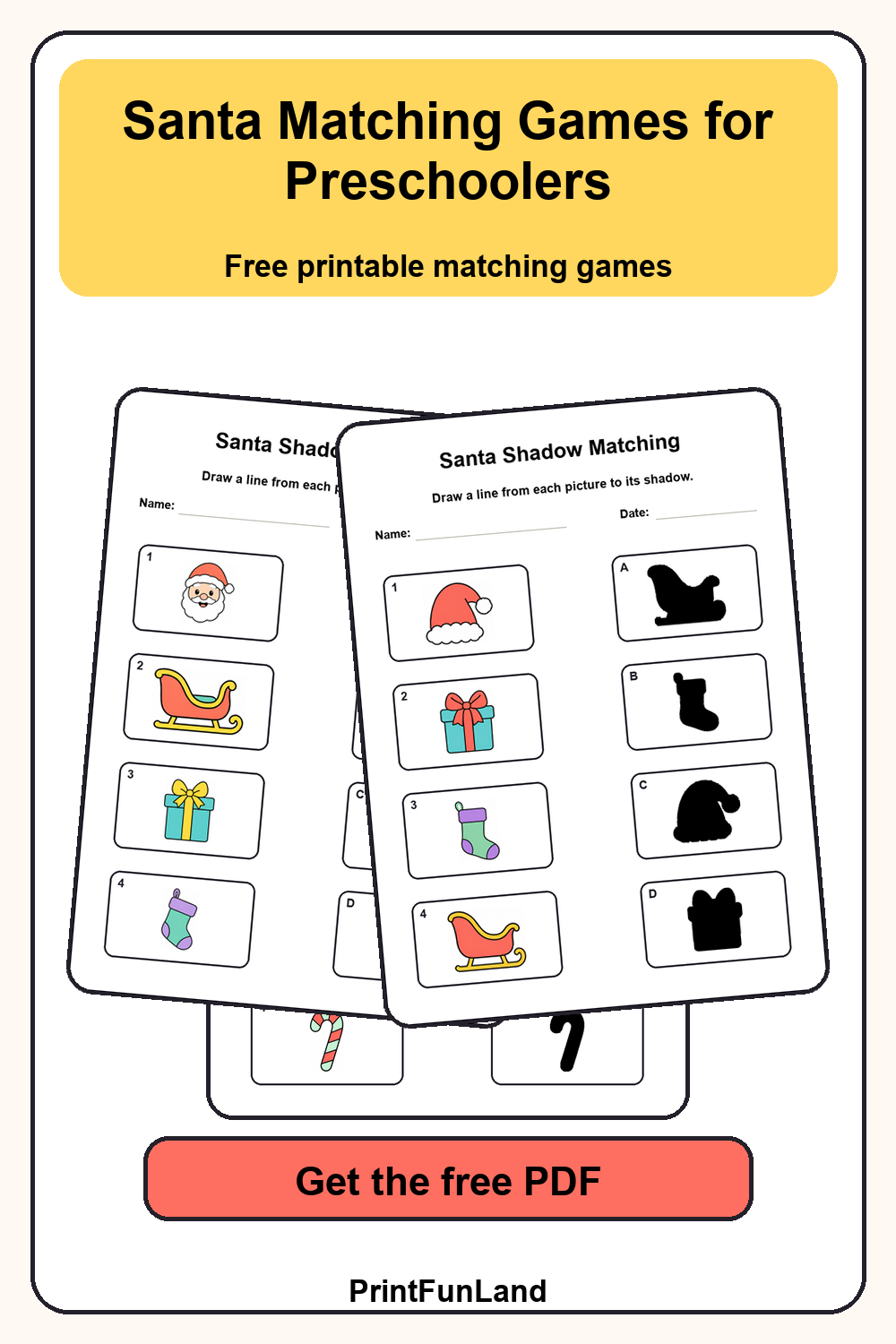 Santa Matching Games for Preschoolers Pinterest preview