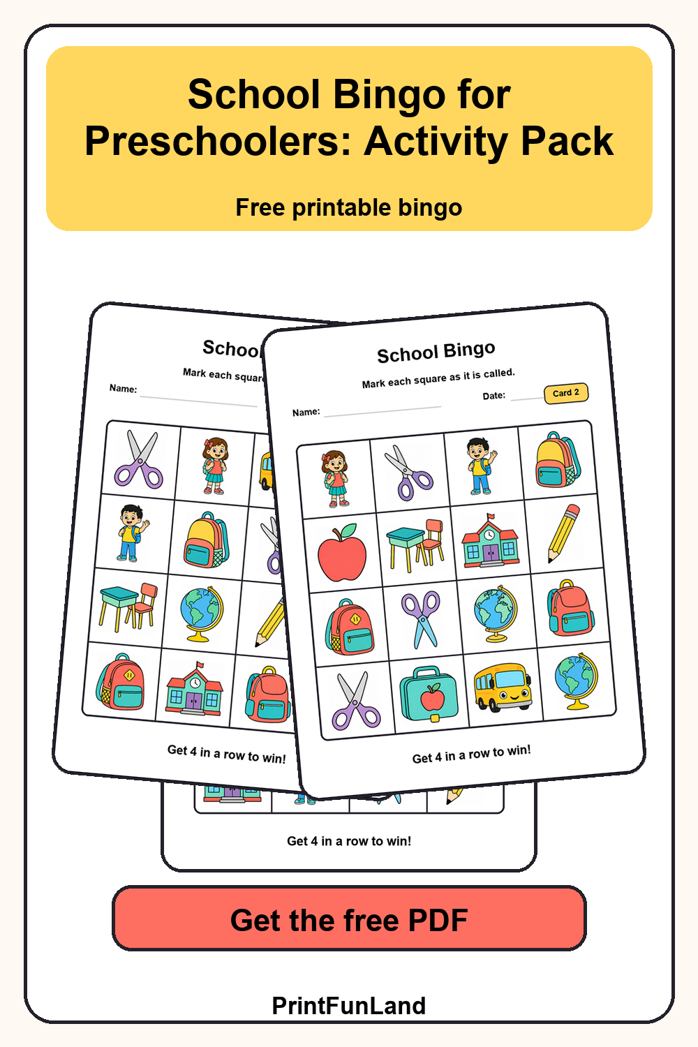 School Bingo for Preschoolers Pinterest preview