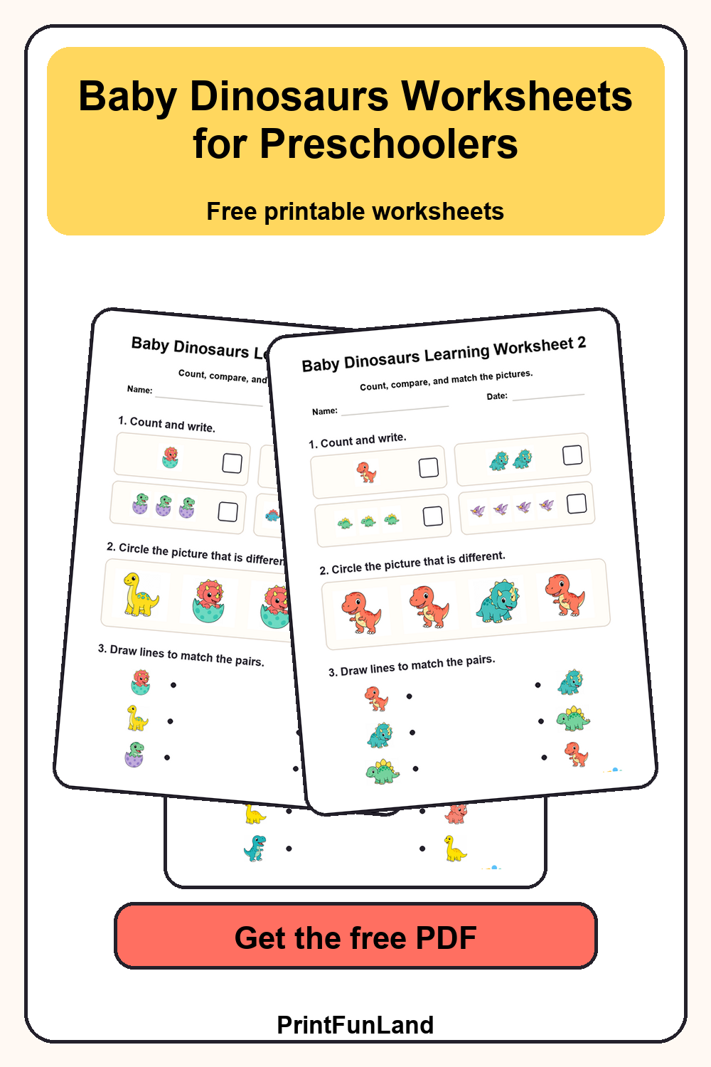 Baby Dinosaurs Worksheets for Preschoolers Pinterest preview