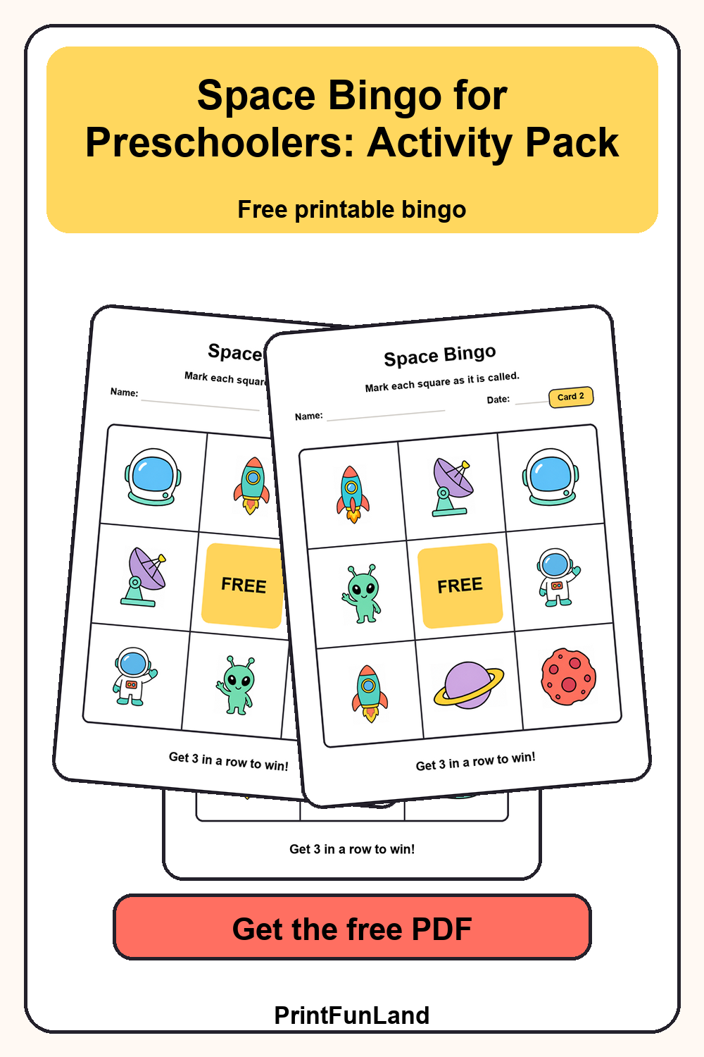 Space Bingo for Preschoolers Pinterest preview