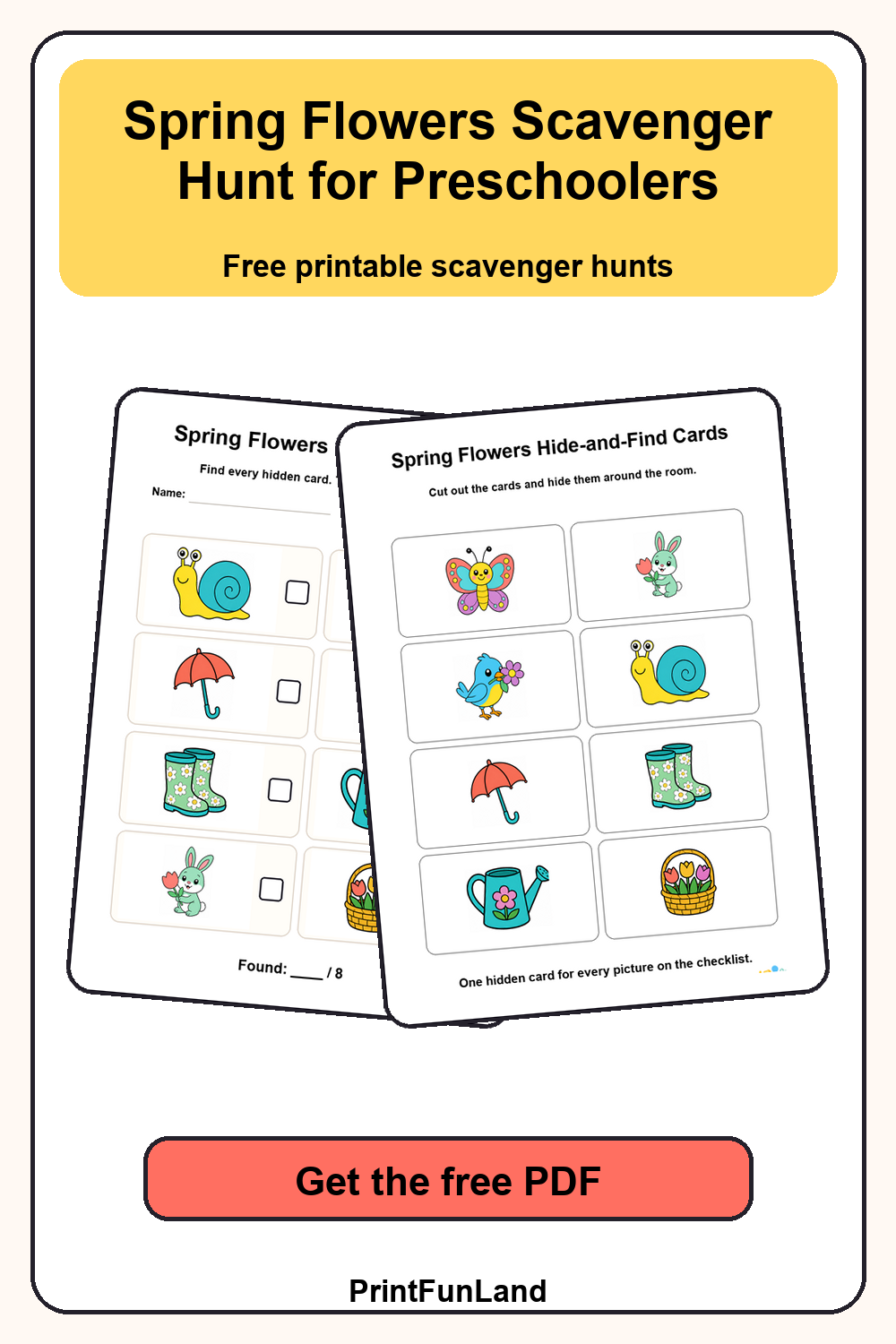 Spring Flowers Scavenger Hunt for Preschoolers Pinterest preview
