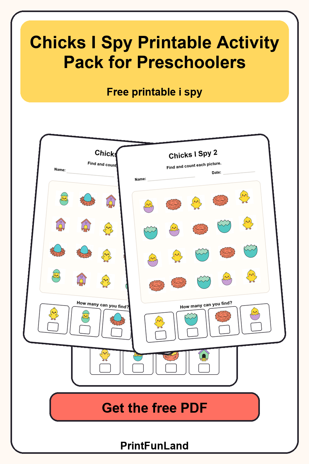 Chicks I Spy for Preschoolers Pinterest preview