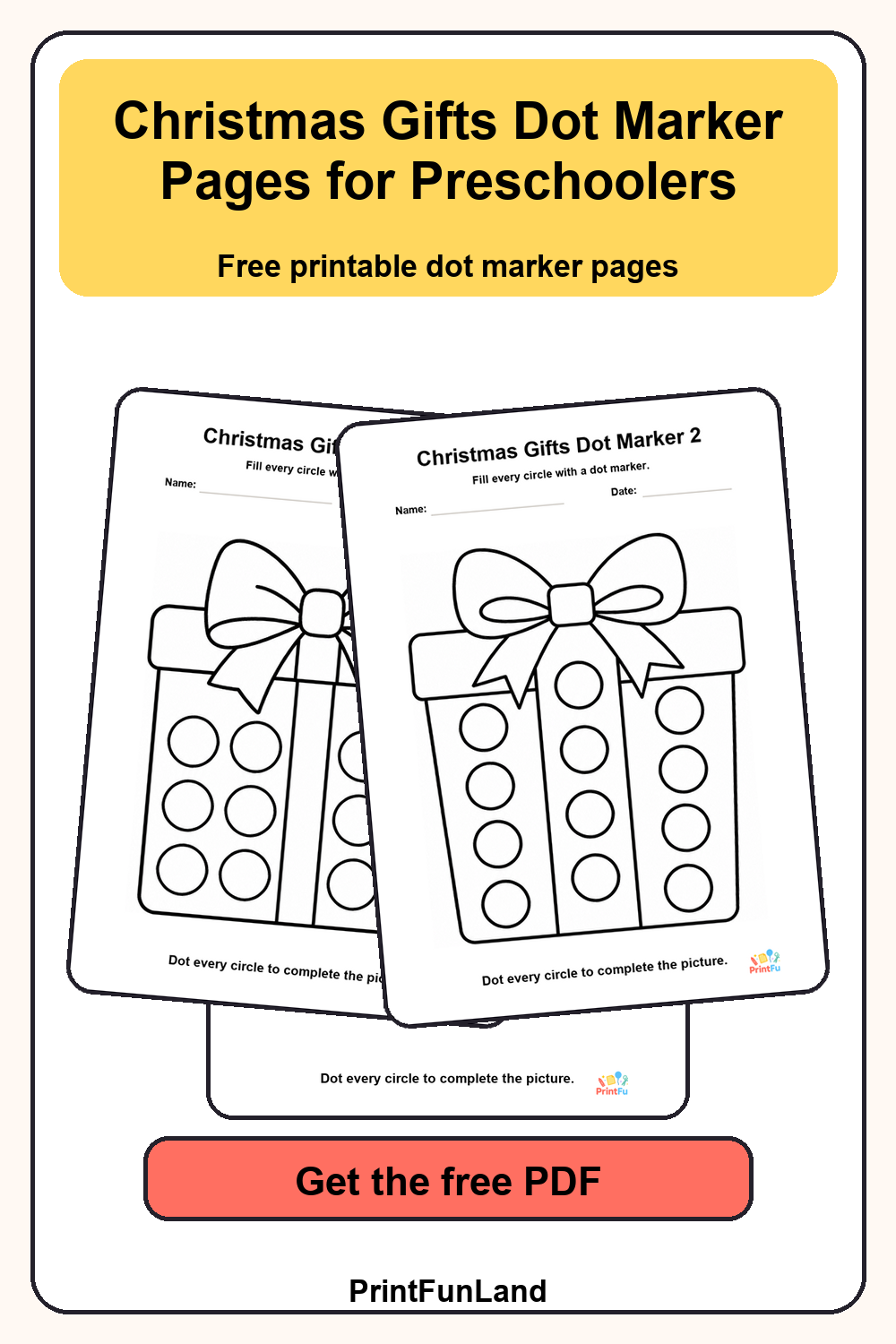 Christmas Gifts Dot Marker Pages for Preschoolers Pinterest preview