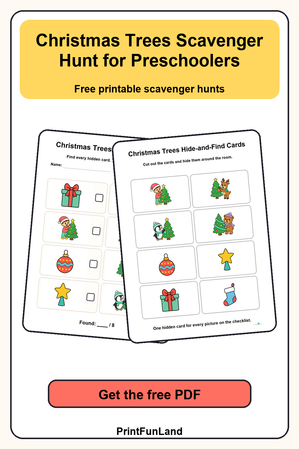 Christmas Trees Scavenger Hunt for Preschoolers Pinterest preview