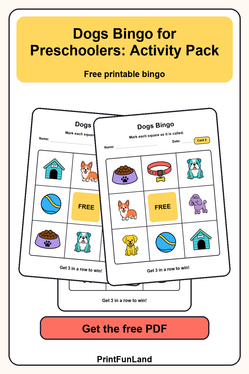 Dogs Bingo for Preschoolers Pinterest preview