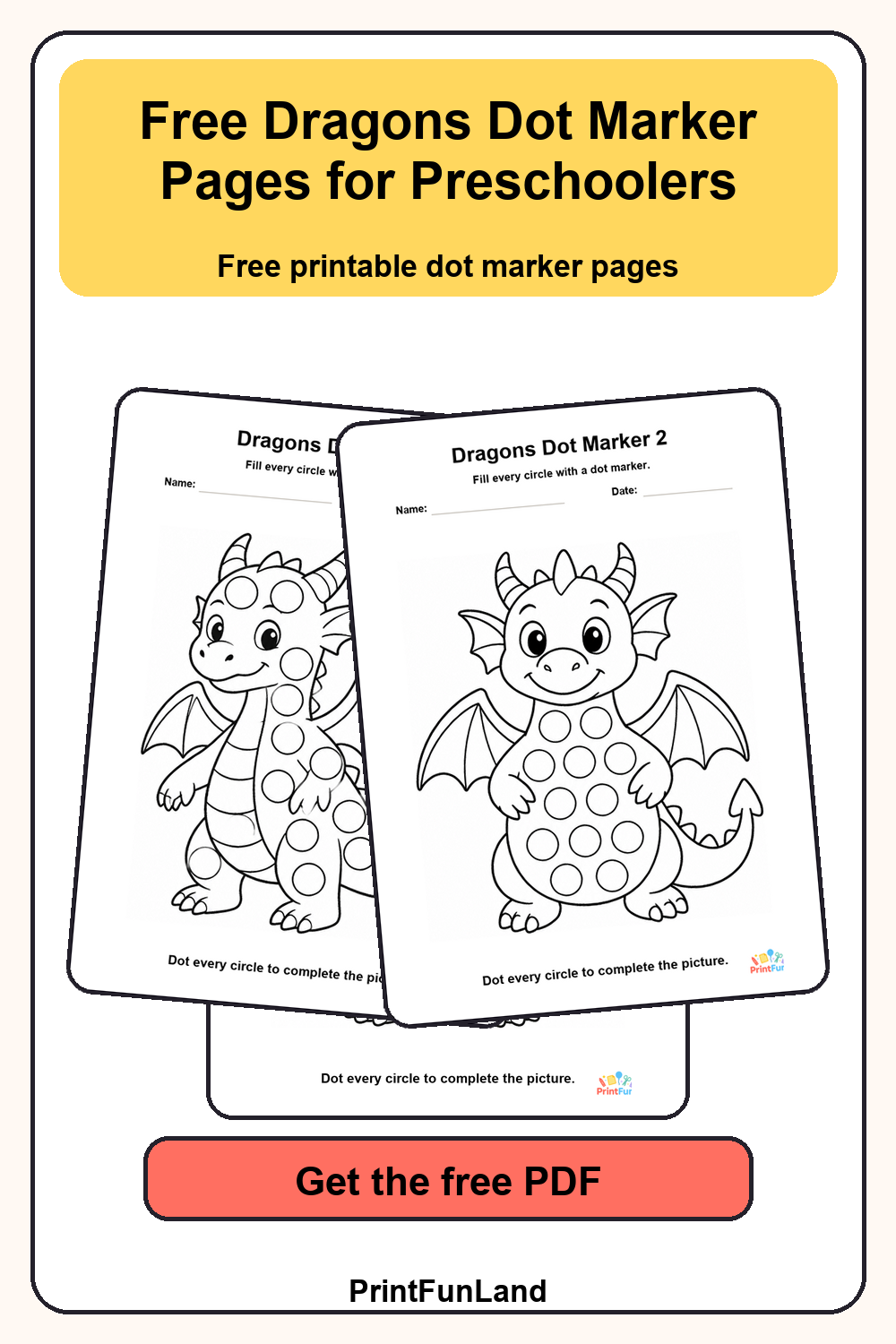 Dragons Dot Marker Pages for Preschoolers Pinterest preview