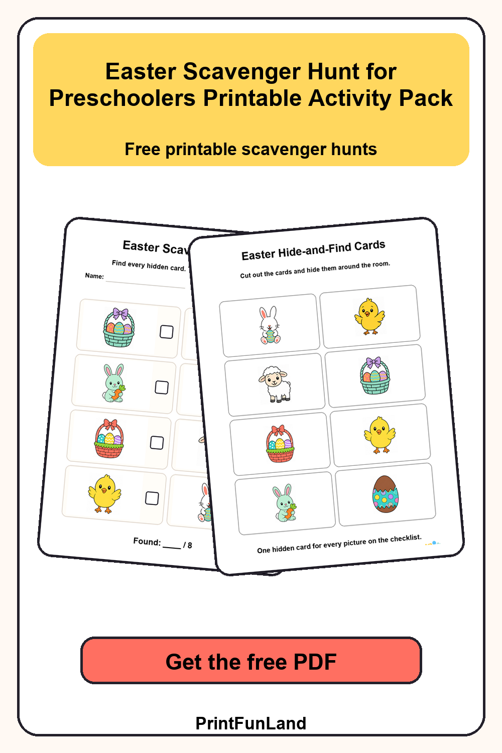 Easter Scavenger Hunt for Preschoolers Pinterest preview