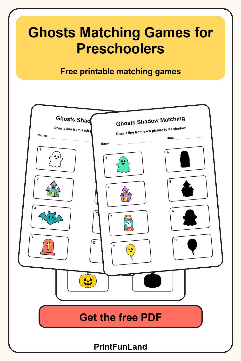Ghosts Matching Games for Preschoolers Pinterest preview