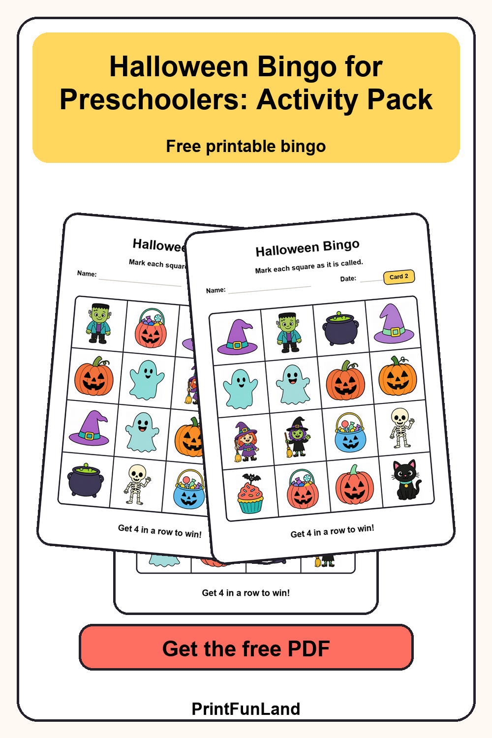 Halloween Bingo for Preschoolers Pinterest preview