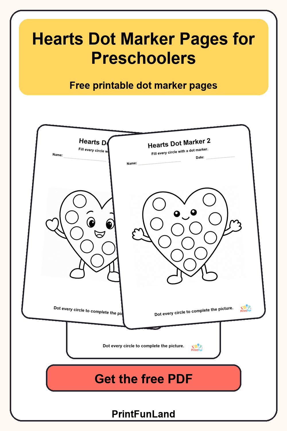 Hearts Dot Marker Pages for Preschoolers Pinterest preview