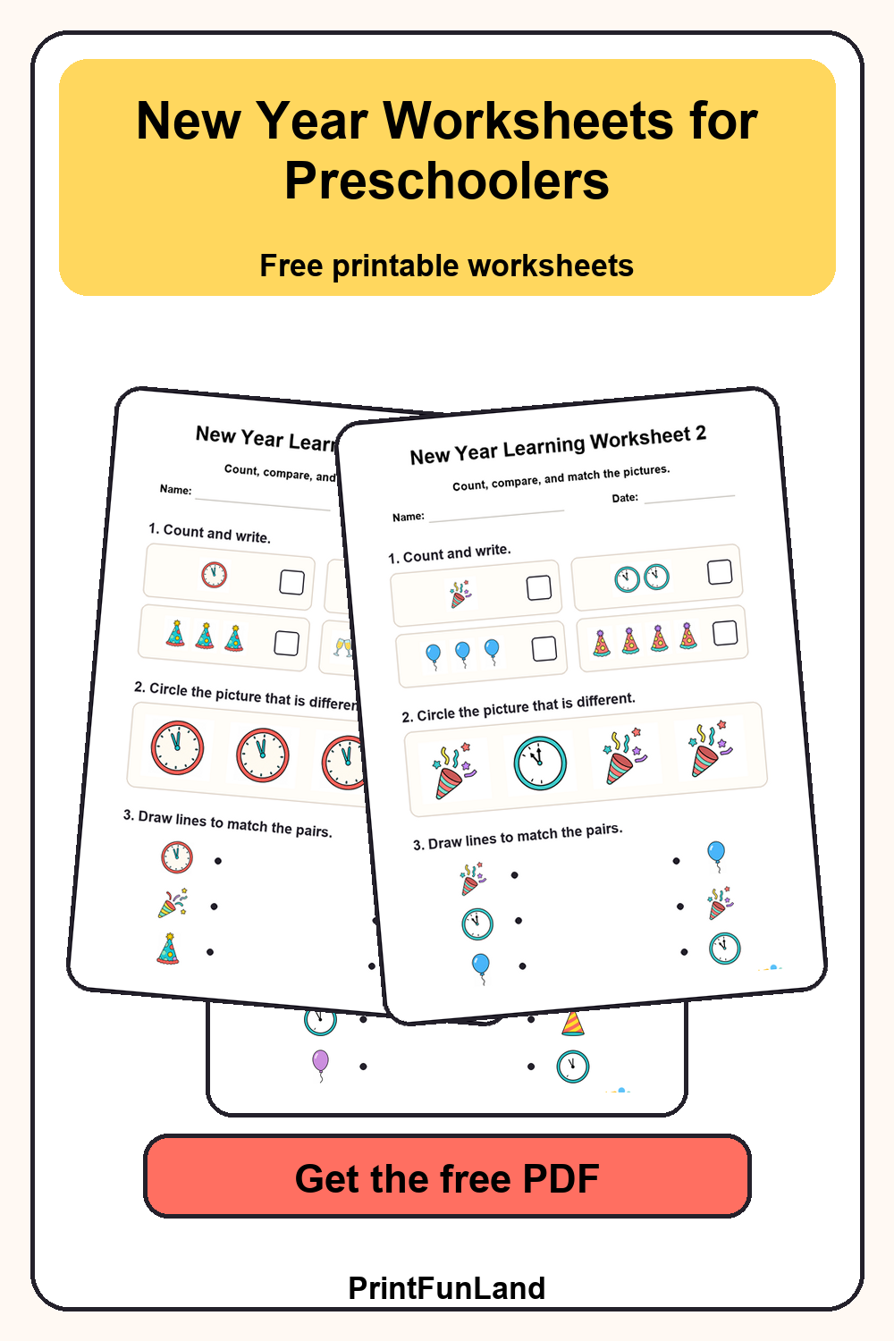 New Year Worksheets for Preschoolers Pinterest preview