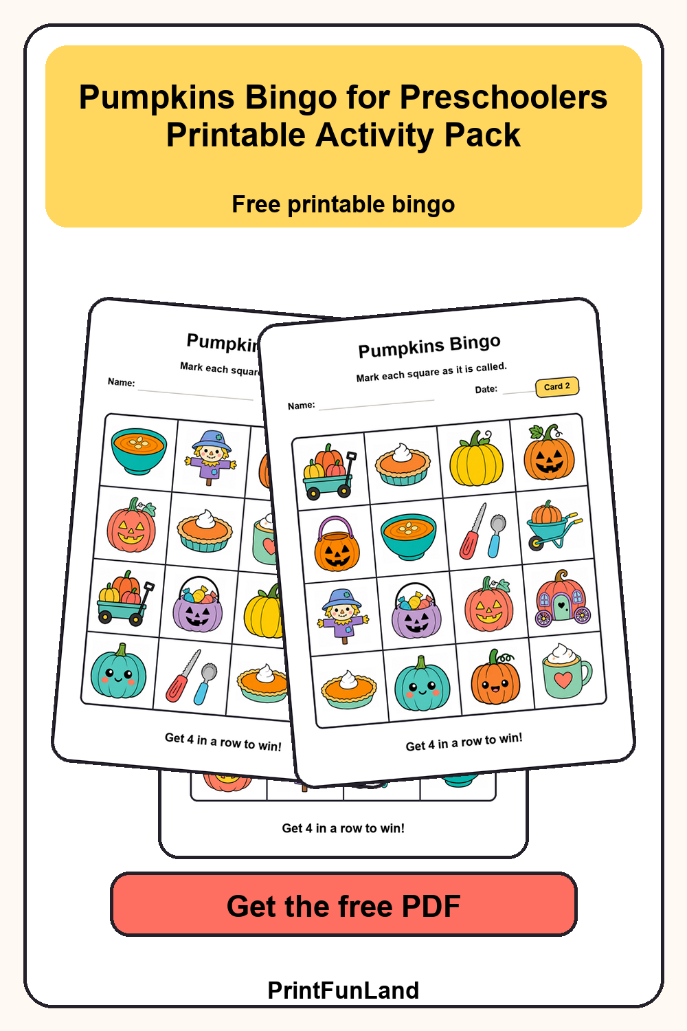 Pumpkins Bingo for Preschoolers Pinterest preview