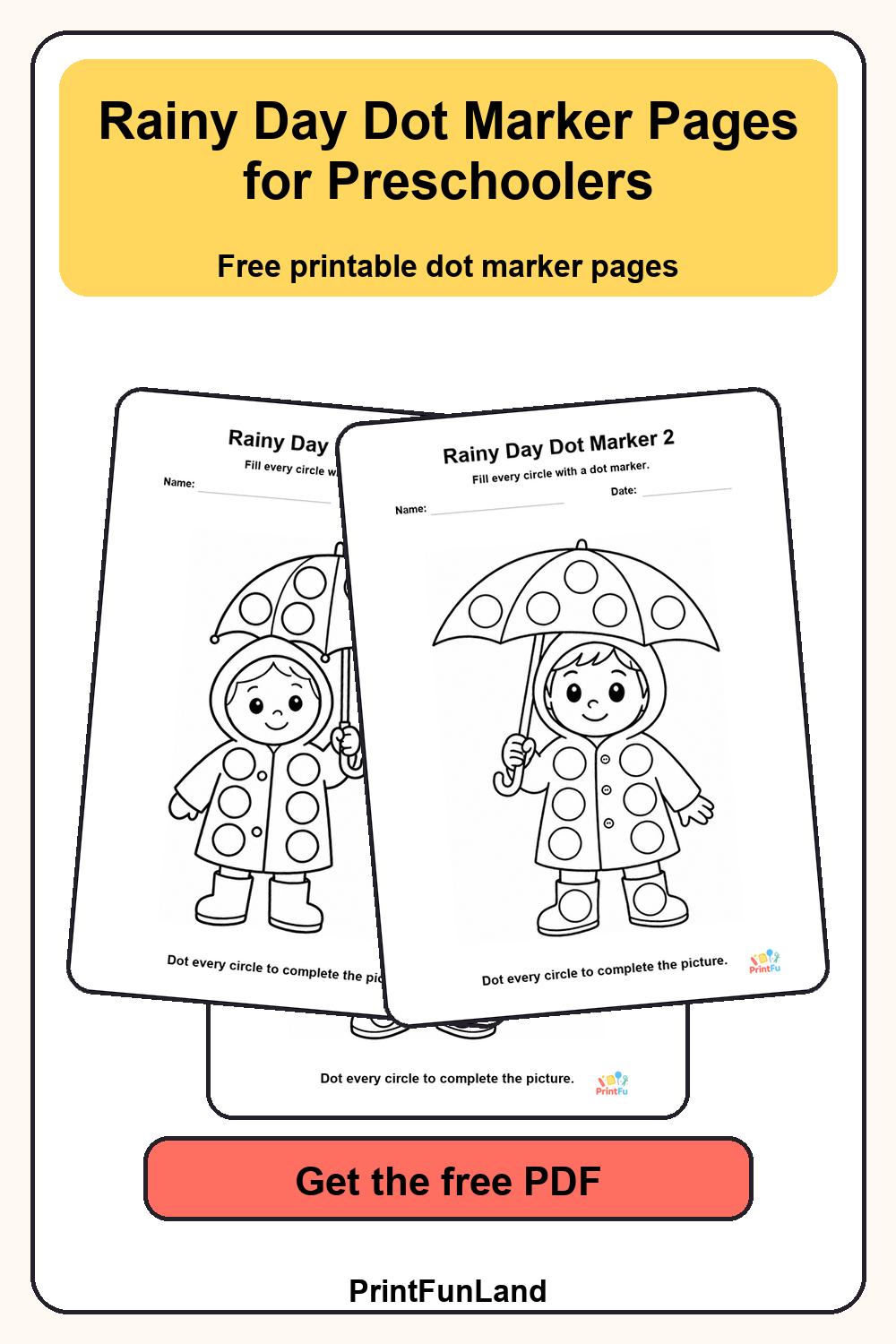 Rainy Day Dot Marker Pages for Preschoolers Pinterest preview