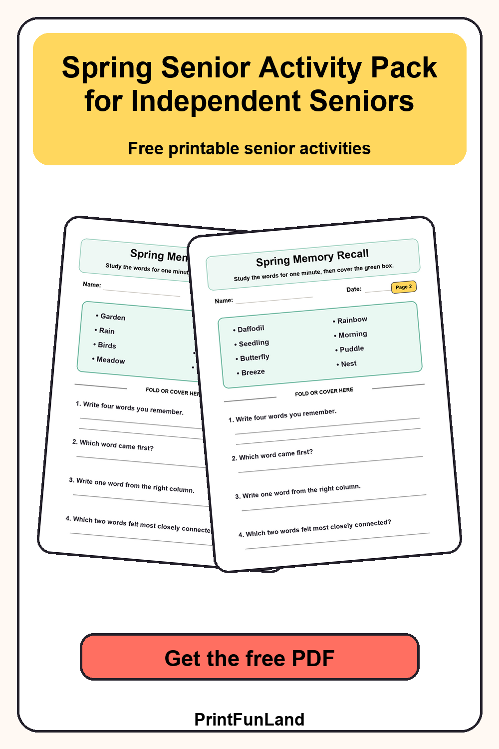 Spring Senior Activity for Independent Seniors Pinterest preview