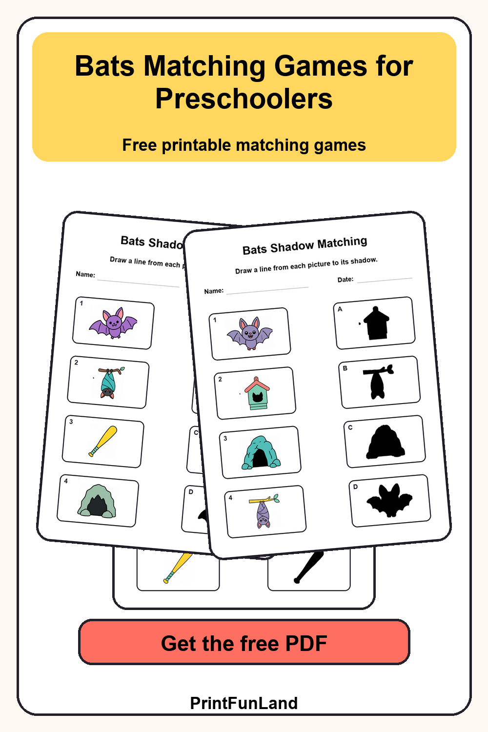Bats Matching Games for Preschoolers Pinterest preview