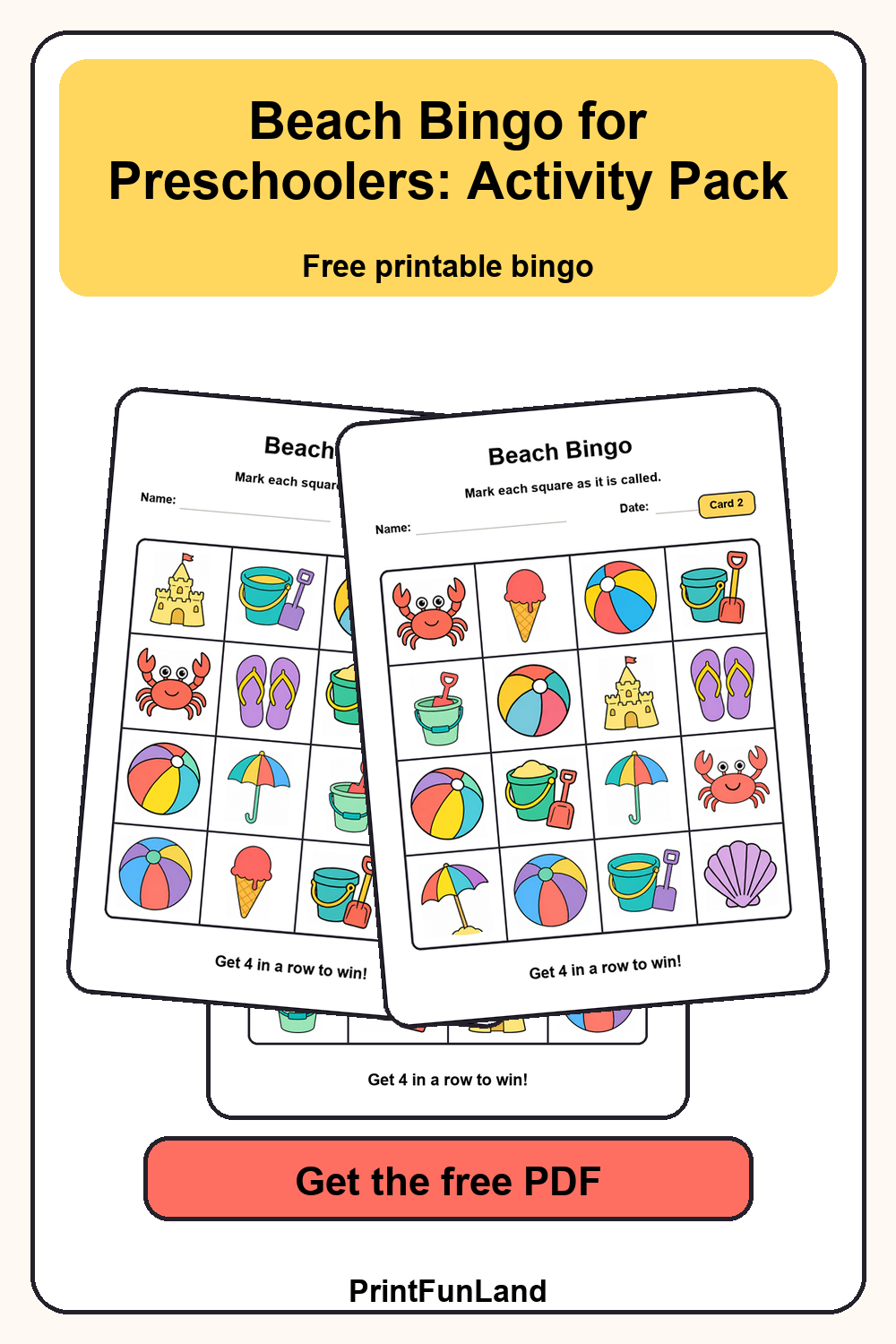 Beach Bingo for Preschoolers Pinterest preview