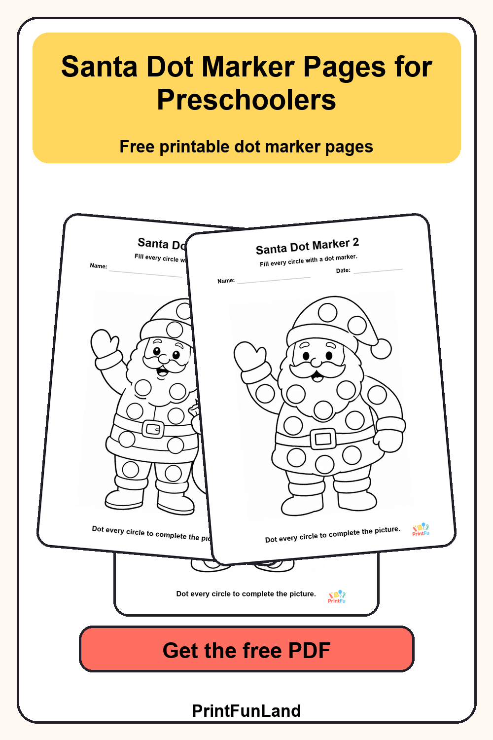 Santa Dot Marker Pages for Preschoolers Pinterest preview