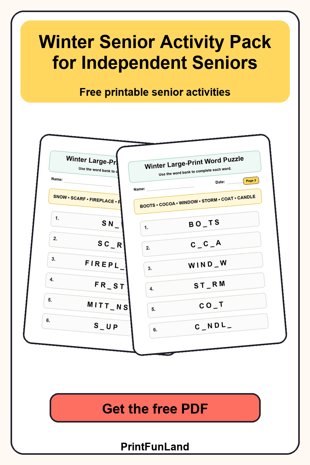 Winter Senior Activity for Independent Seniors Pinterest preview