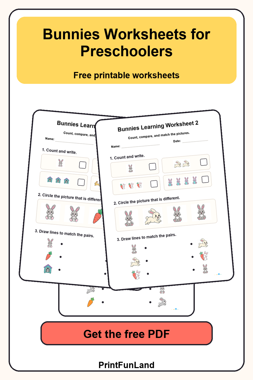 Bunnies Worksheets for Preschoolers Pinterest preview