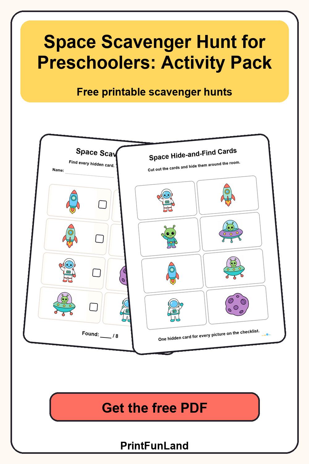 Space Scavenger Hunt for Preschoolers Pinterest preview