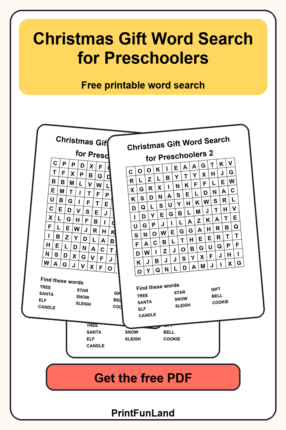 Christmas Gift Word Search for Preschoolers Pinterest preview