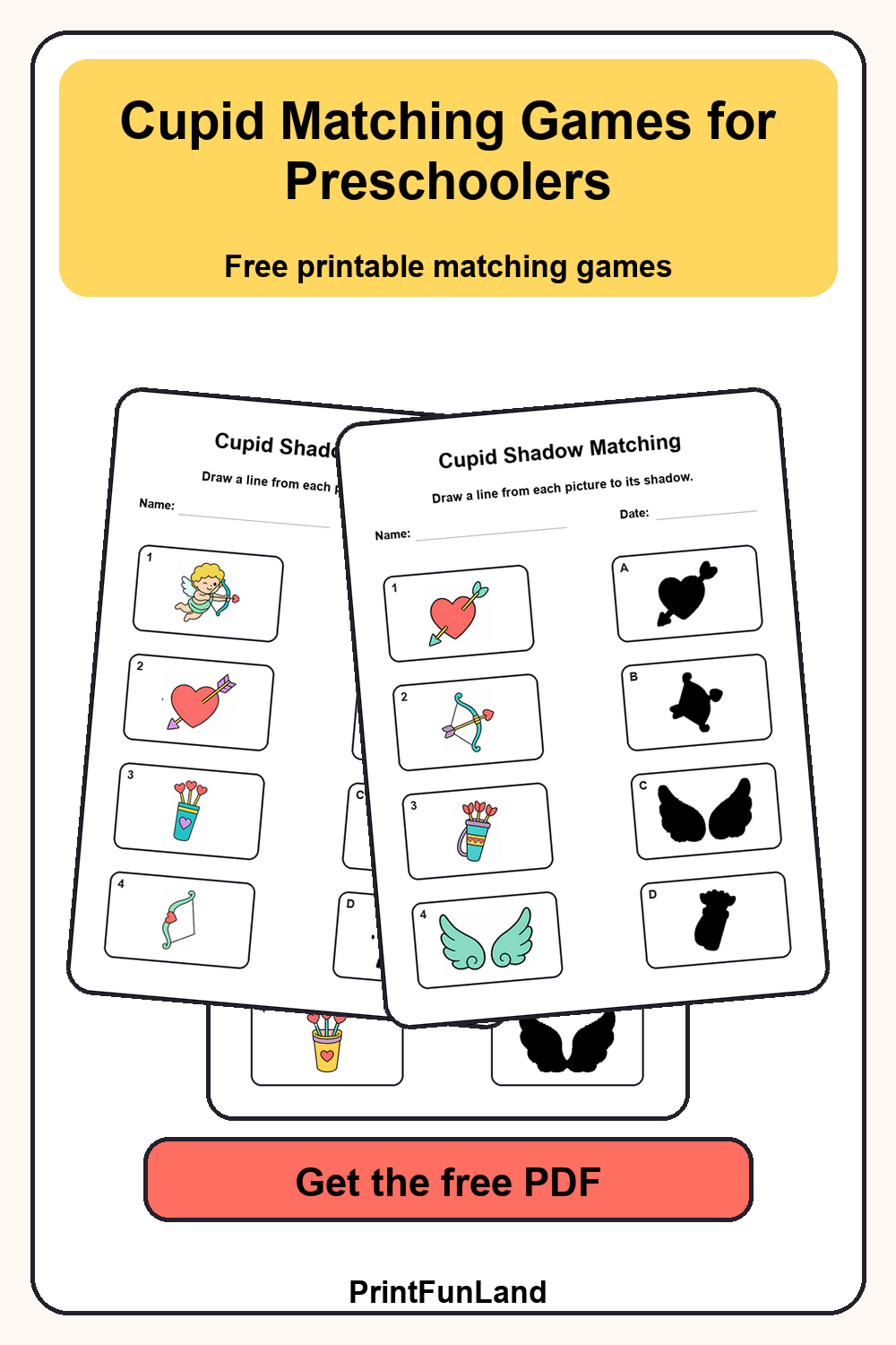 Cupid Matching Games for Preschoolers Pinterest preview