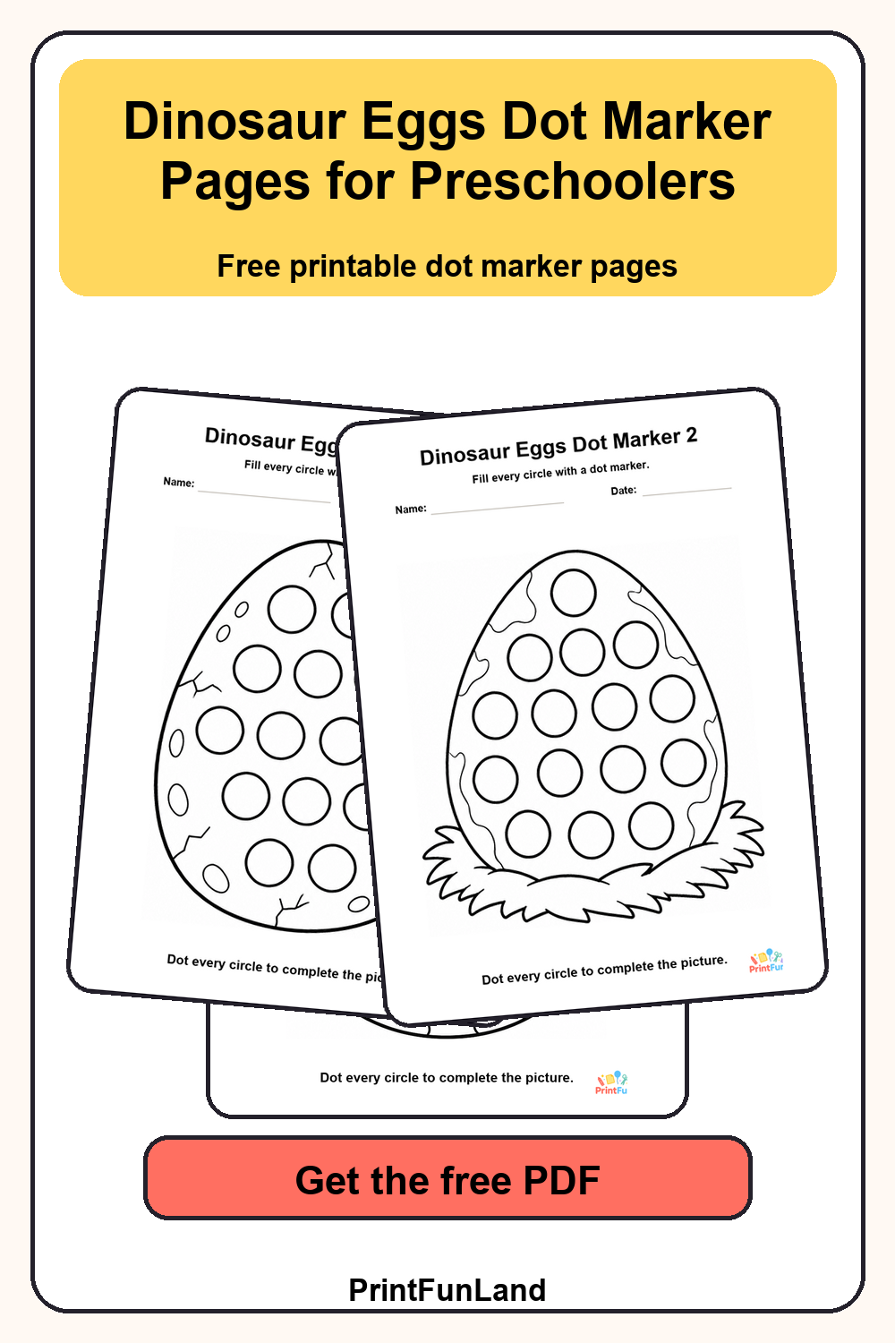 Dinosaur Eggs Dot Marker Pages for Preschoolers Pinterest preview
