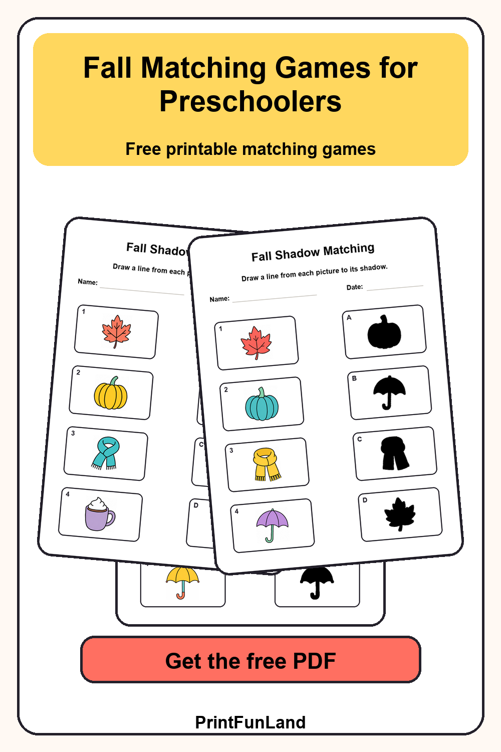 Fall Matching Games for Preschoolers Pinterest preview