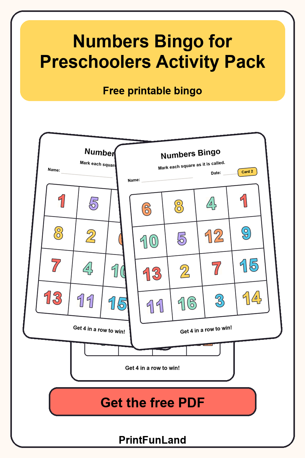 Numbers Bingo for Preschoolers Pinterest preview