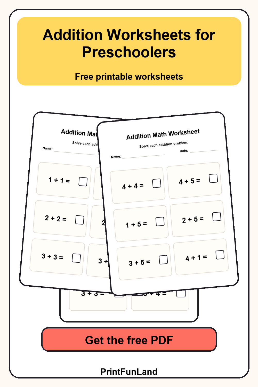 Addition Worksheets for Preschoolers Pinterest preview