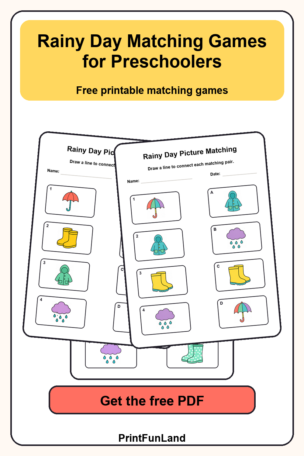 Rainy Day Matching Games for Preschoolers Pinterest preview