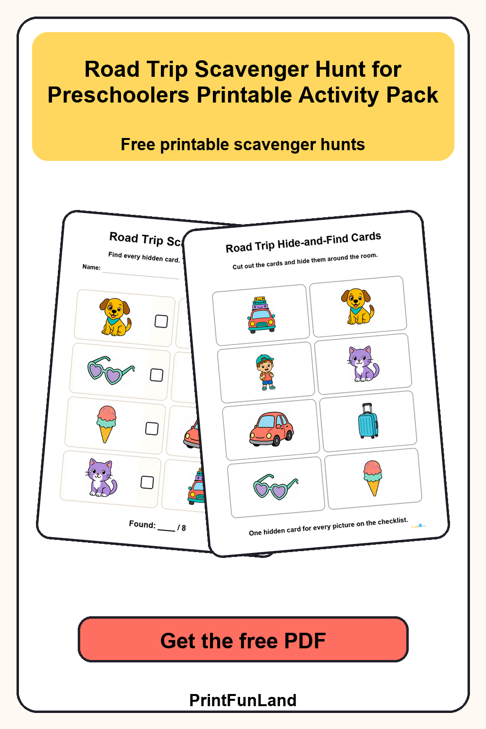 Road Trip Scavenger Hunt for Preschoolers Pinterest preview