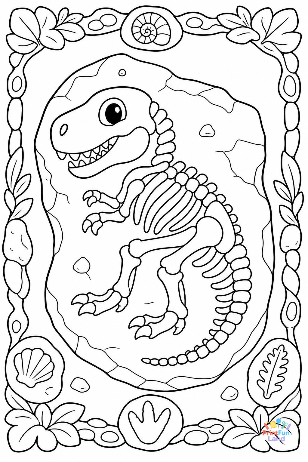 Dinosaur Fossils Coloring Pages for Preschoolers printable page 8