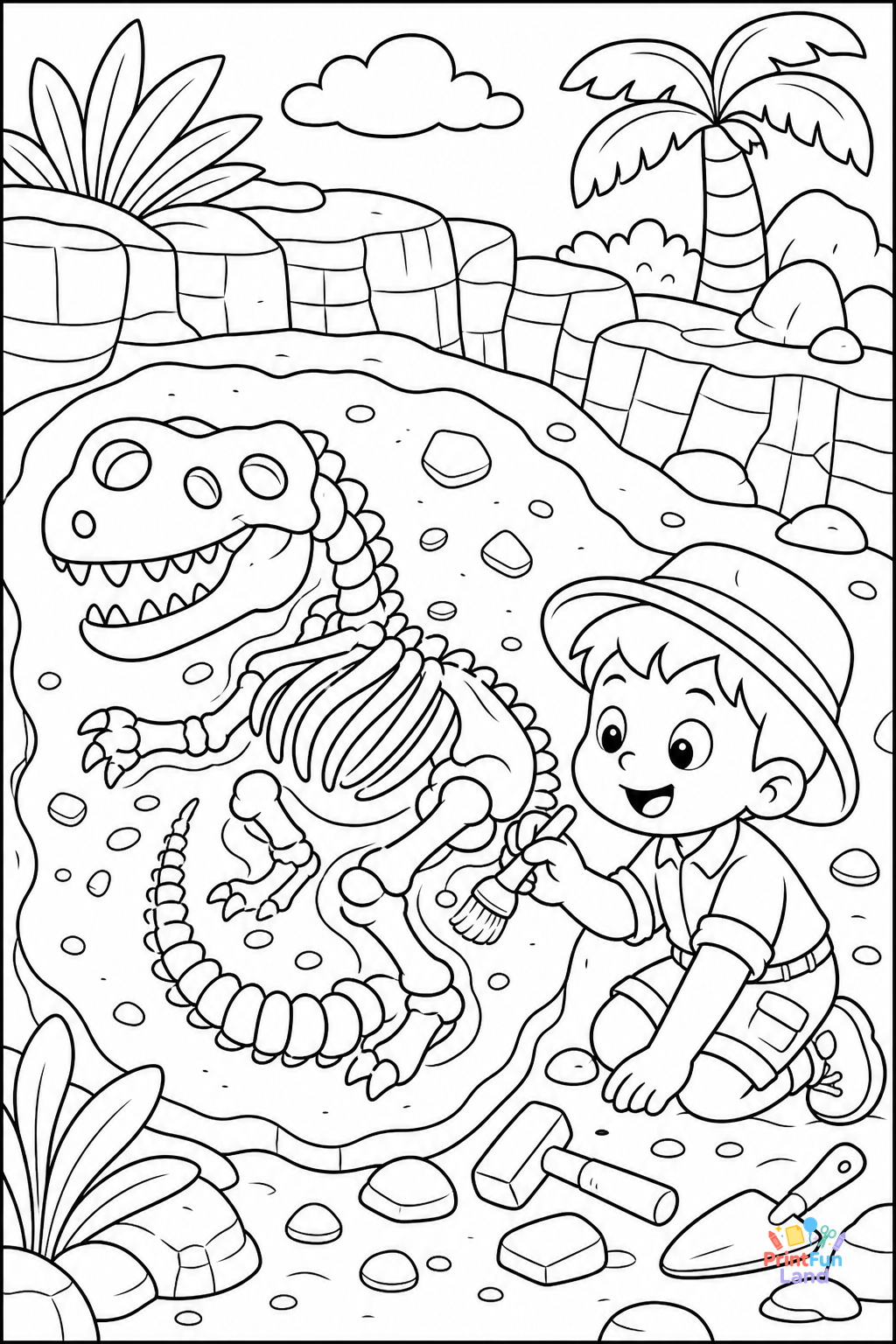 Dinosaur Fossils Coloring Pages for Preschoolers printable page 5