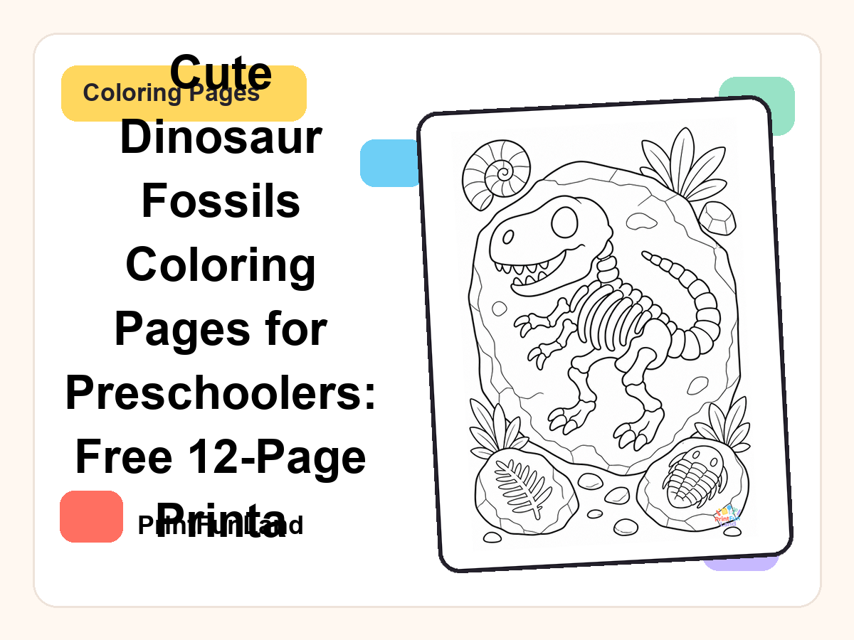 Dinosaur Fossils Coloring Pages for Preschoolers printable preview