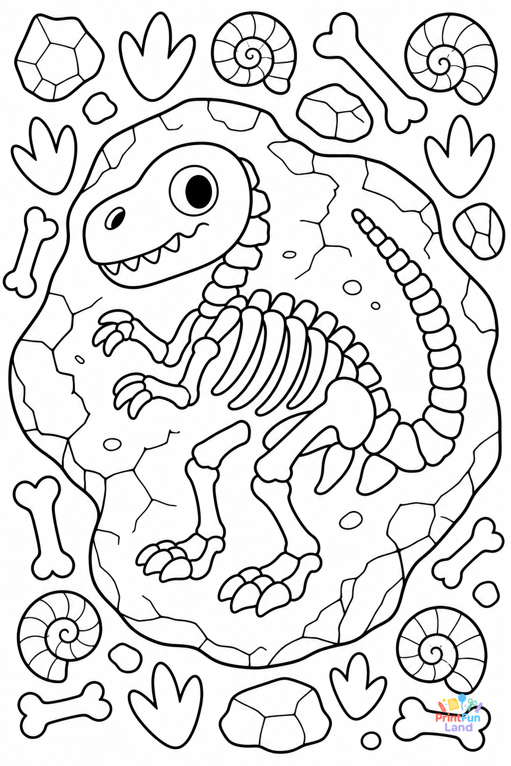 Dinosaur Fossils Coloring Pages for Preschoolers printable page 10