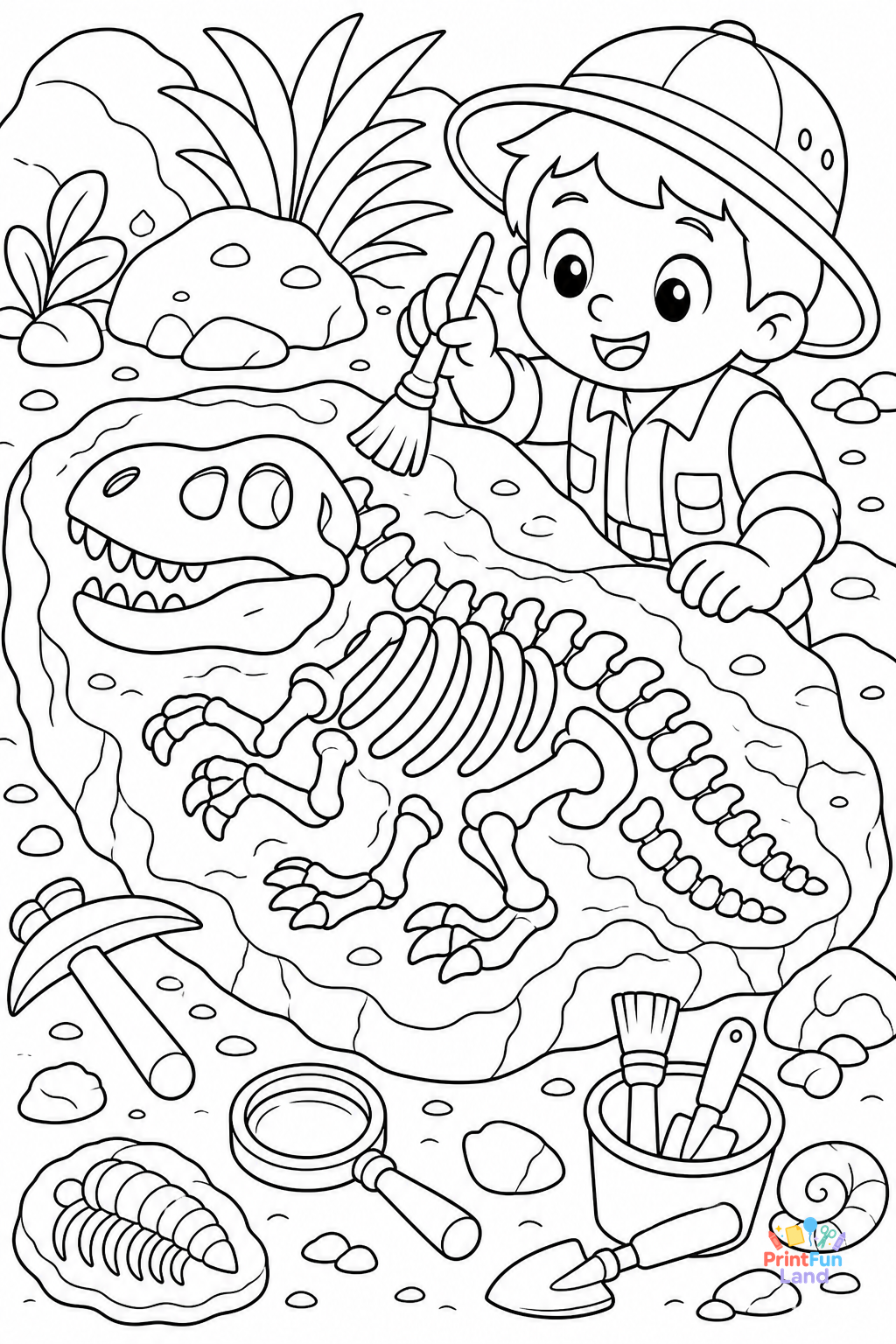 Dinosaur Fossils Coloring Pages for Preschoolers printable page 3