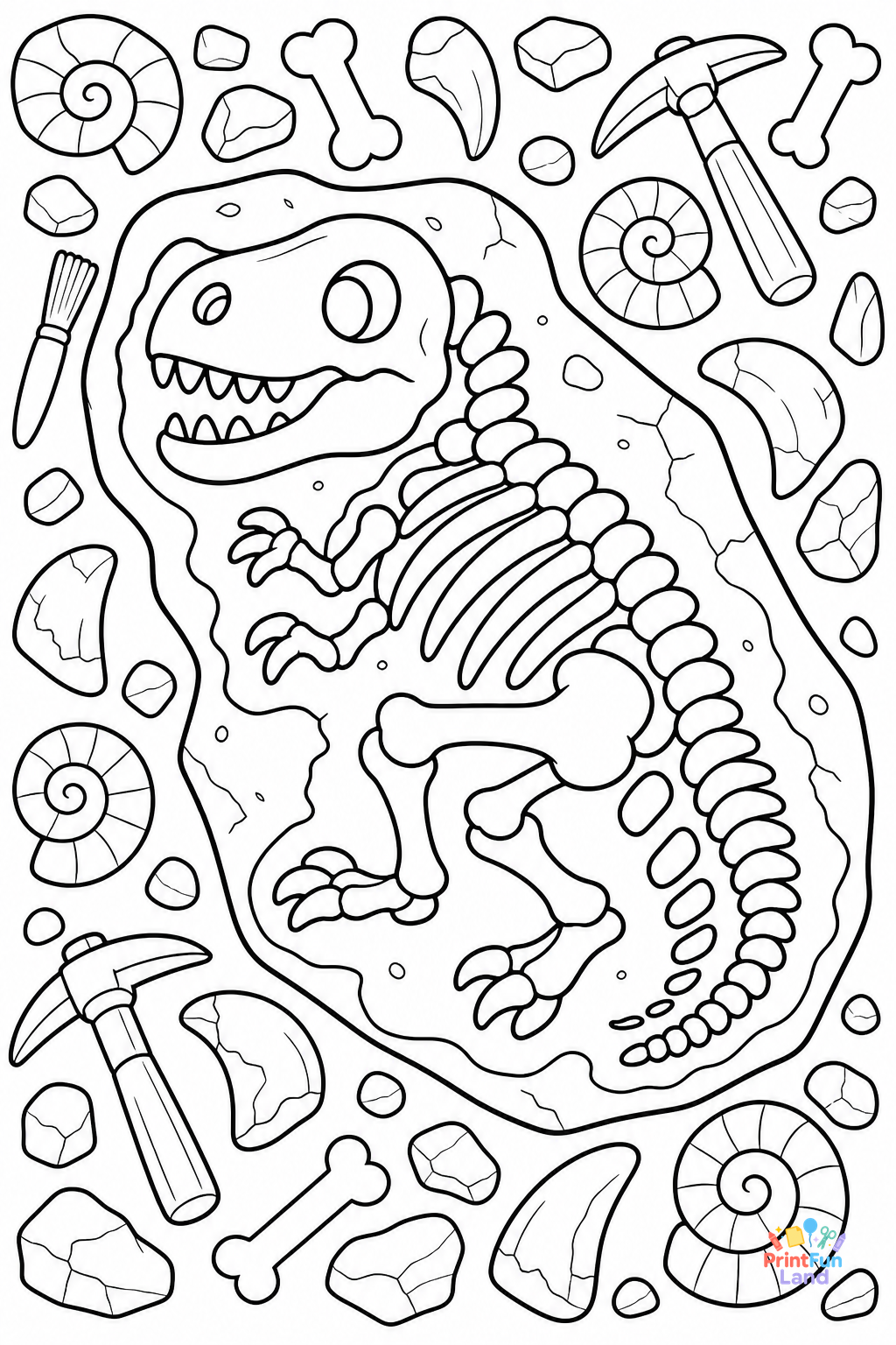 Dinosaur Fossils Coloring Pages for Preschoolers printable page 4