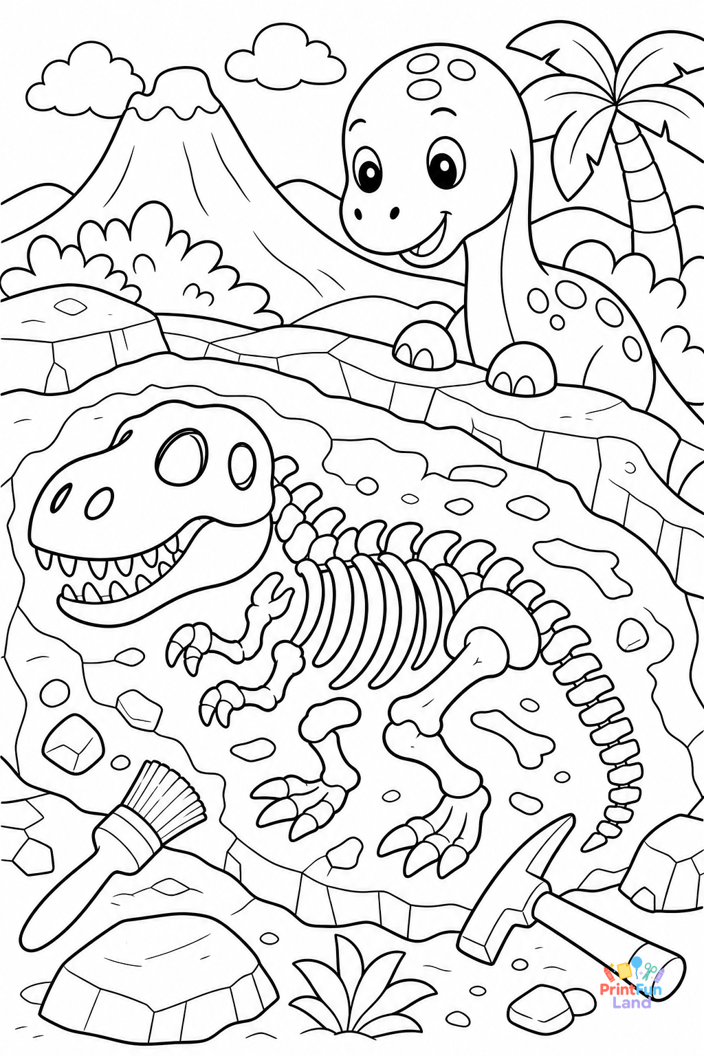 Dinosaur Fossils Coloring Pages for Preschoolers printable page 11