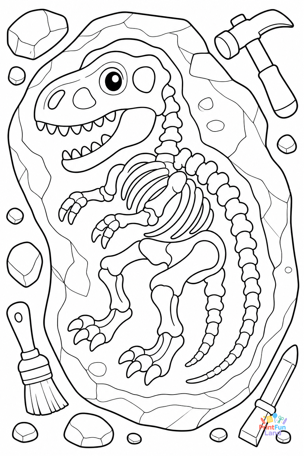 Dinosaur Fossils Coloring Pages for Preschoolers printable page 7